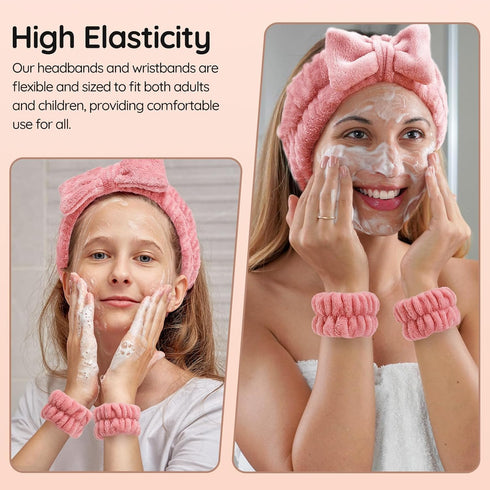 VITEVER 4 Pack Spa Headband for Washing Face with 8 Wristbands, Girl Hair Band, Microfiber Women Headbands, Headband and wrist bands to Skincare, ...