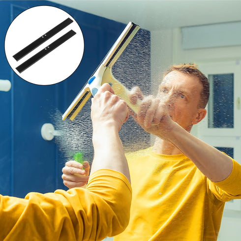 4Pcs Replacement Squeegee Rubber, 10.23'' Window Cleaning Scrubber Wiper Replacement Rubber for Glass, Shower Doors Universal Flexible Squeegee Bl...