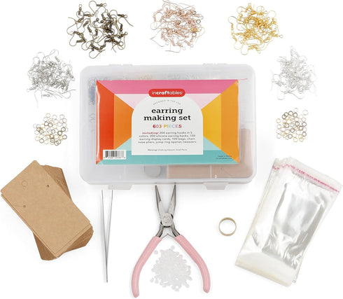 Incraftables Earring Making Kit (5 Colors). DIY Earring Kits for Jewelry Making Supplies w/Hypoallergenic Earring Hooks, Backs, Display Cards, Bag...
