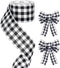 2.5" Black White Gingham Wired Ribbon, 11 Yards Buffalo Plaid Burlap Ribbon, Checkered Plaid Ribbons, Checkered Wired Ribbon, Wired Ribbon for Gif...