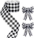 2.5" Black White Gingham Wired Ribbon, 11 Yards Buffalo Plaid Burlap Ribbon, Checkered Plaid Ribbons, Checkered Wired Ribbon, Wired Ribbon for Gif...