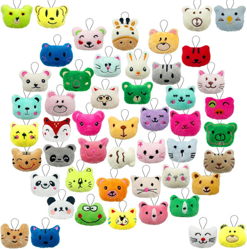 50 PCS Mini Animal Plush Toys Set Cute Small Animal Stuffed Toy Keychain for Party Favors Keychain Ornament for Goody Bag Easter Egg Stuffers Carn...