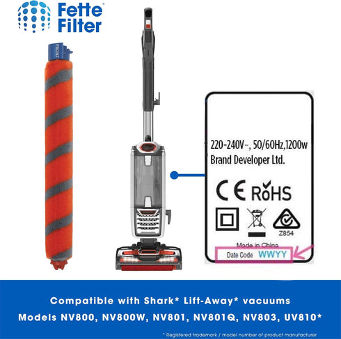 Fette Filter - Soft Brushroll Compatible with Shark Models NV800 NV800W NV801 NV801Q NV803 UV810 HV380 HV381 HV382 HV383 HV384. Compare to Part # ...