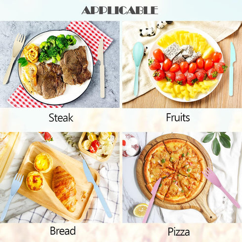 Reusable Travel Utensils Set with Case, Pink Wheat Straw Portable Knife Fork Spoons Tableware, Eco-Friendly BPA Free Cutlery for Kids and Adults a...