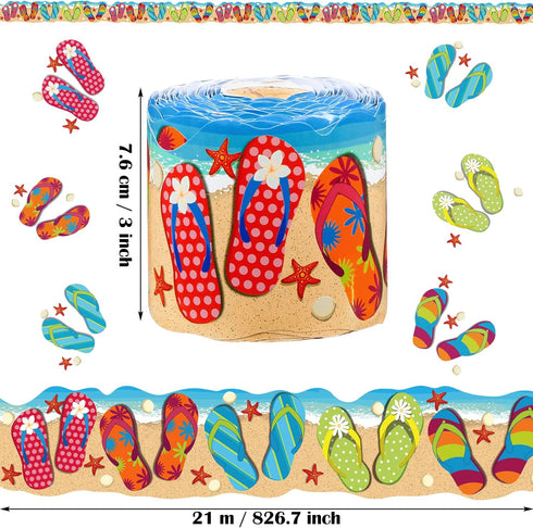 Summer Flip Flops Border 68.9 Feet Bulletin Board Border Butterflies Flowers Bee Space Inspirational Cute Border for Classroom Bulletin Boards Cha...