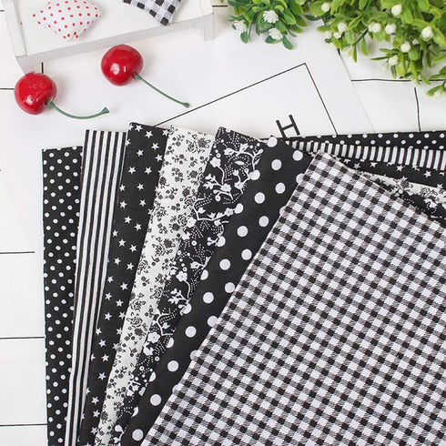 YOLUFER DIY Cotton Fabric Bundle 19.7 x 19.7 Inches, 7PCS Different Pattern, Squares Patchwork Material for Sewing Quilting Scrapbooking. (Black)...