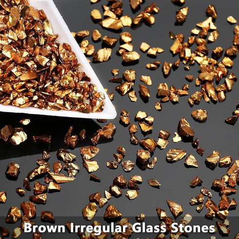 Irregular Crushed Glass Chips Sprinkles, 100g Metallic Chunky Glitter Stones for Nail Art, Resin Mold Filler, DIY Crafts, Vase Filler, Jewelry Mak...