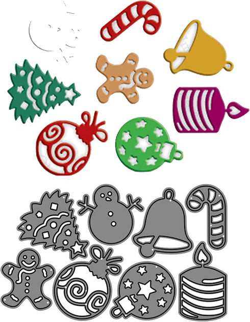 8pcs/Set Christmas Ornament Metal Die Cuts,Christmas Tree Bell Snowman Gingerbread Cutting Dies Cut Stencils DIY Embossing Decorative Paper Dies S...