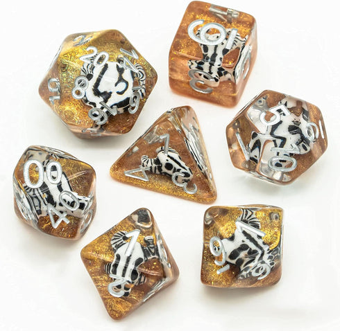 UDIXI 7 die DND Dice Set - Polyhedral D&D Dice for Role Playing Games, RPG Dice Set for Dungeons and Dragons MTG Pathfinder (Cow Head)...