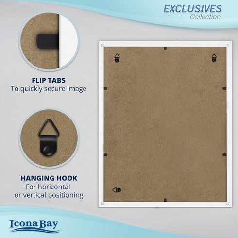 Icona Bay - 11x14 White Picture Frame - Sturdy Wood Composite Photo Frame - Sleek Design, Wall Mount Only - Exclusives Collection...