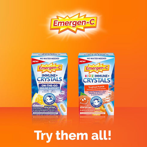 Emergen-C Kidz Immune Plus Crystals, On-The-Go Immune Support Supplement with Vitamin C, Vitamin D, B Vitamins, Zinc and Manganese, Tropical Punch...