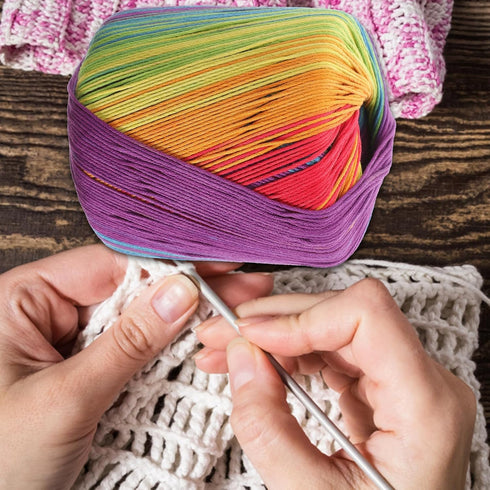 1 Roll 133M Color Segment Dyed Gradient Cotton Yarn DIY Thread Hand Crocheted Scarf Hat Shawl Line Material for Hand Knitting DIY Sweater Blanket ...