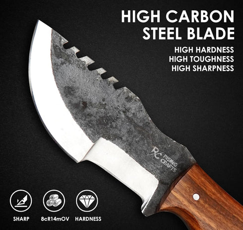 8.5 Inch Handmade High Carbon Steel Tracker Knife - Fixed Blade With Sheath -Full Tang Knife - Survival Knife - Hunting Knife - Tactical Knife for...