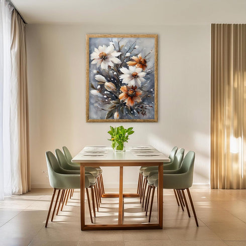Posterizer 1 pcs-dainty flowers in snowy nature -oil painting style-5-Floral & Botanical Art-Landscape & Nature Art-Living Room Bedroom Decor- unf...