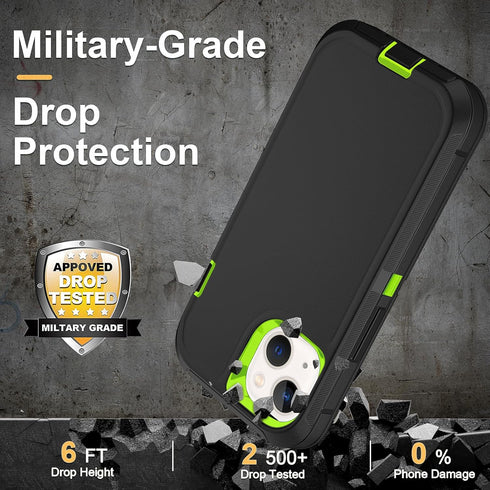 iPhone 15 Case with 2 Pack Screen Protector - Heavy Duty Shockproof Military Grade Drop Protective Full Body Rugged Dust-Proof Cover(Blackgreen).....