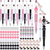 18 Pieces Beadable Pen Diy Cow Series Ballpoint Pen Set In Black Ink, With 110 Various Beads, 18 Pcs Lobster Clasps, 18 Cow Pendants, Diy Gifts Cr...