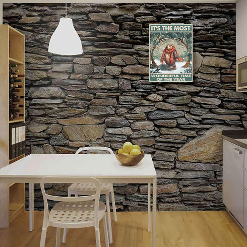 YLUYINOM Retro Tin Sign Brown Bear It's The Most Wonderful Time of The Year Metal Tin Sign Farmhouse Yard Garden Coffee Bar Decor 6X8 inch-Tin Pai...