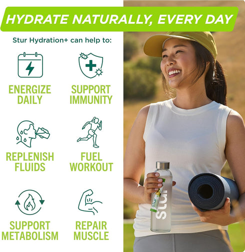 Stur Electrolyte Hydration Powder | Lemon Lime | High Antioxidants & B Vitamins | Sugar Free | Non-GMO | Daily Hydration & Workout Recovery | Keto...