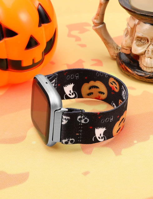 TOYOUTHS Elastic Halloween Band Compatible with Fitbit Versa/Versa 2/Versa Lite Bands Stretchy Fabric Nylon Holiday Decoration Strap for Versa Spe...