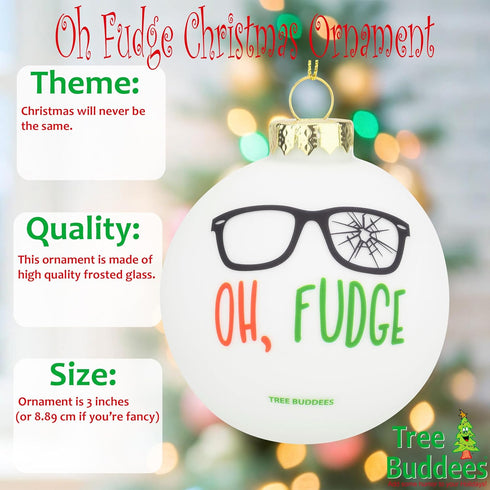 Tree Buddees Oh Fudge Funny Glass Christmas Ornament...