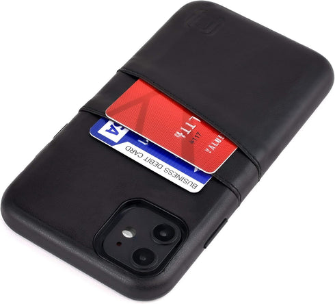 Dockem Wallet Case for iPhone 11: Built-in Metal Plate for Magnetic Mounting & 2 Credit Card Holders (6.1" Exec M2, Synthetic Leather, Black)...