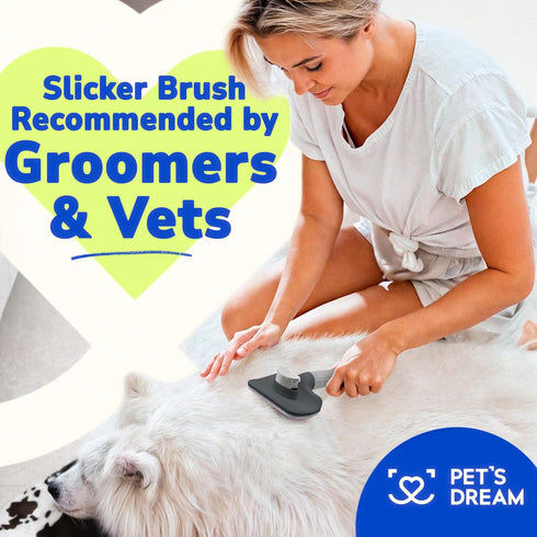 PET'S DREAM Self Cleaning Slicker Brush for Dogs, Cat & Dog Grooming Brush, Easy Push Button Cleanup, Comfort Massage, Slicker Brush for Large Dog...