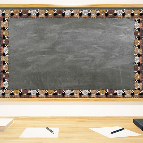 Whaline 32.8ft Highland Cow Bulletin Board Borders Cute Brown Cow Die-Cut Rolled Border Trim for Classroom Office Chalkboard Decoration...