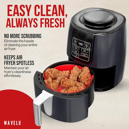 WAVELU Air Fryer Silicone Pot Liner | EXTRA STRONG | Food Safe Air fryers Oven Accessories | Replacement of Flammable Parchment Paper | No More Ha...