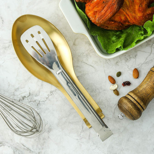 BETTWILLGold Spoon Rest for Kitchen Counter, Stainless Steel Spoon Holder for Stove Top, Spatula Ladle Spoon Utensils Holder, Gold Kitchen Accesso...