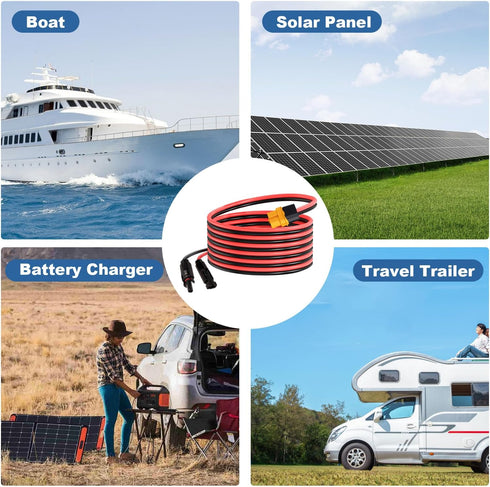 Solar to XT60 Adapter Cable Solar Extension Charge Cable for Power Stations Solar Generators (12FT 12AWG)......