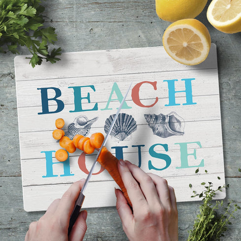 CounterArt Beach House 3mm Heat Tolerant Tempered Glass Cutting Board 10” x 8” Manufactured in the USA Heat Tolerant Dishwasher Safe...