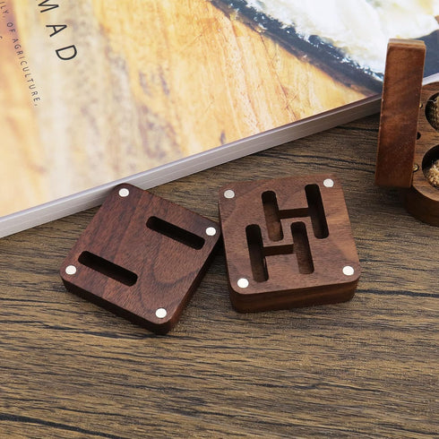 eMagTech Cufflink Box Wooden Cufflink Box Case Magnetic Cufflink Case Jewellery Organisers Accessories for Men Boys 4.7x4.7cm Brown...