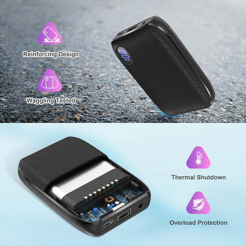 Power Bank for Heated Vest and Heated Jacket, 10000mAh Rechargeable Battery with 7.4V DC Port and USB A Port, Compact Charger with LED Screen for ...