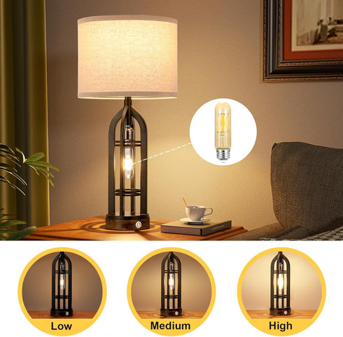 Seealle T30 Led Bulb, 3-Way Dimmable T30 Vintage LED Bulb, Natural White 2700K, E26 Base, AC 120V, 5W Edison Lights Bulbs for Living Room Table La...