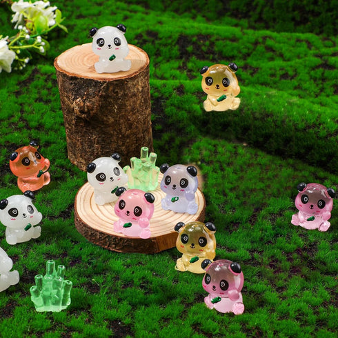 42Pcs Mini Panda Figurines Miniature Luminous Resin Animals Landscape Decoration Glow in the Dark Animals Figures for DIY Accessories Garden Micro...