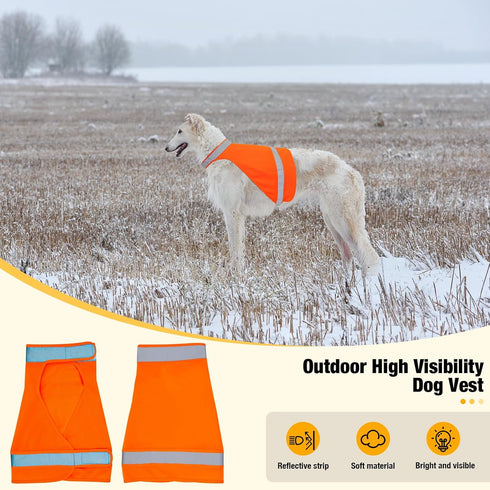 2 Pieces Dog Reflective Vest for Hunting, High Visibility Bright Orange Dog Safety Vest, Soft Adjustable Reflective Dog Jacket for Outdoor Walking...