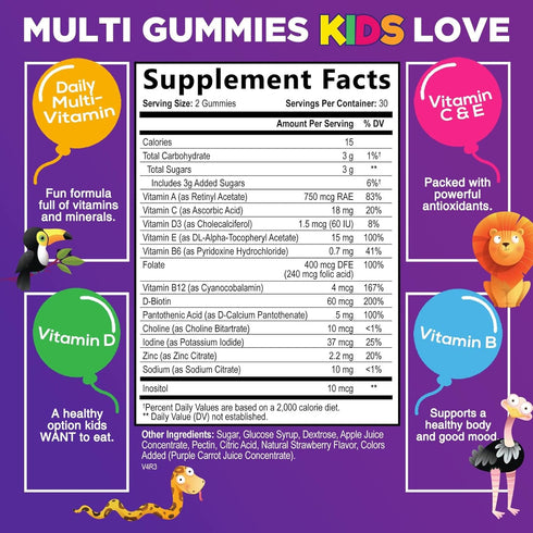 Vitamins for Kids Multivitamin Gummy - Daily Kids Vitamins, Fruit Flavored Gummies w/Vitamins C, D3 & Zinc for Immune Support, Nature's Children &...