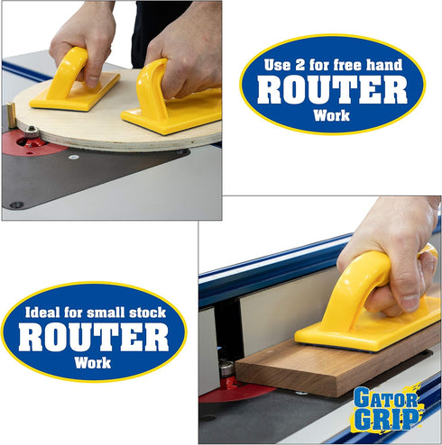 Gator Grip Safety Push Block 2 Pack with Blue Rubber Podular Pattern for Superior Gripping Power Ideal for Use On Router Tables, Jointers, Shapers...
