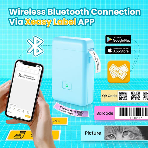 vretti Label Maker Machine with Tape, HP2 Portable Bluetooth Label Printer for Storage, Shipping, Barcode, Office, Home, Organizing Mini Sticker L...