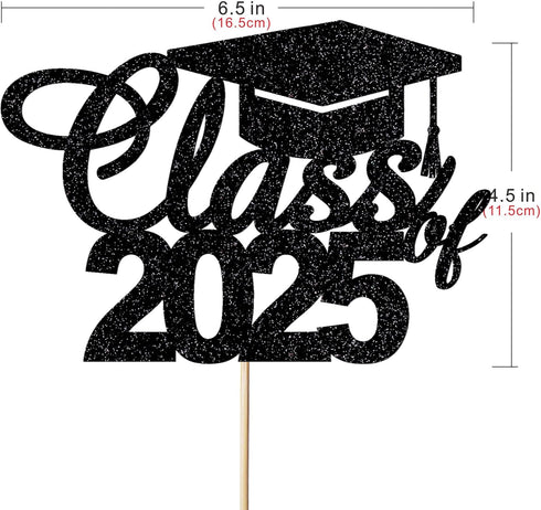 graduation party cake topper Class of 2025 cake topper graduation ceremony cake decoration (Black)...