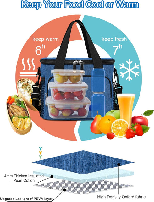 Femuar Lunch Bags for Women/Men, Insulated Lunch Bag for Work Office Picnic - Lunch Cooler Bag Leakproof Lunch Box with Adjustable Shoulder Strap ...