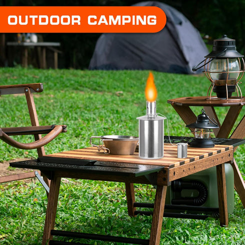 Stainless Steel Table top Torch Canister with Wick and Snuffer, Outdoor Fuel Torch for Arden Patio Yard (2 Packs)...