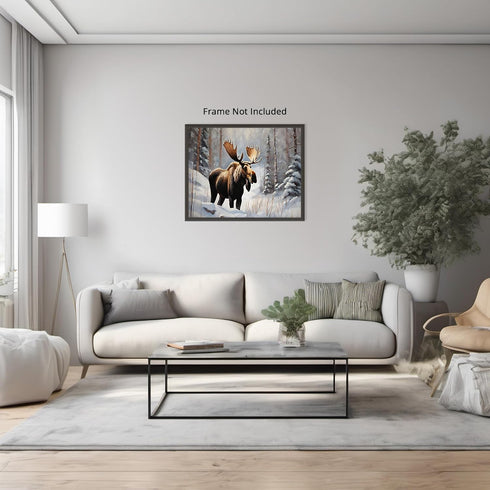 Posterizer 1 pcs-beautiful moose in snowy winter nature 2-Art for Animal Lovers-Landscape & Nature Art-Decor for Home & Office- unframed wall art...