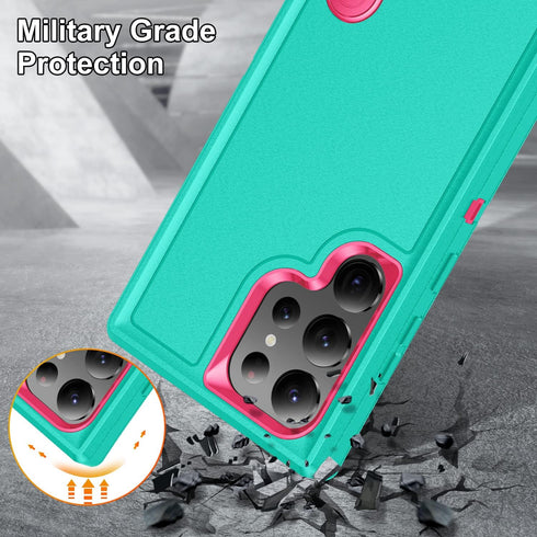 for Galaxy S24 Ultra Case S24 Ultra Case with Kickstand Case 3-Layer Military Grade Protective Case Cover Silicone Shockproof for Samsung Galaxy S...