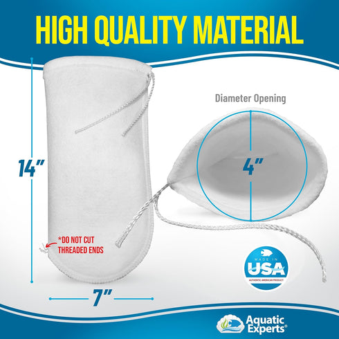Aquatic Experts 200 Micron Drawstring Filter Sock - Filter Socks for Saltwater Aquarium, Sump Filter Sock, Freshwater Aquarium Filter Sock - Custo...