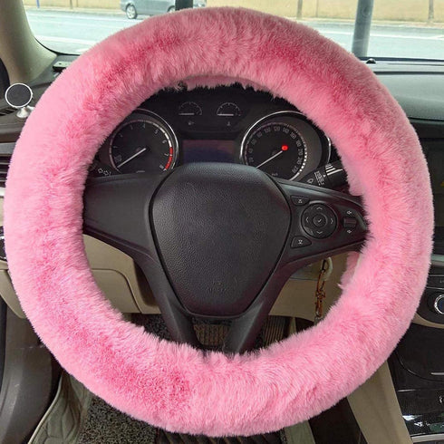 Fluffy Steering Wheel Cover for Women/Girls/Ladies Fuzzy Steering Wheel Cover Winter Warm Faux Wool Plush Car Wheel Cover Furry Steering Wheel Pro...