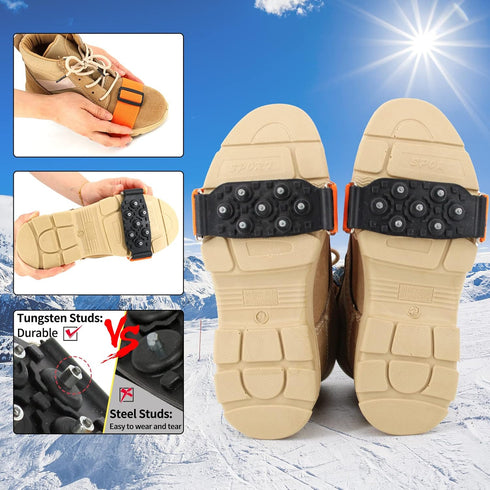 Mid-Sole Ice Cleats Crampons Traction Snow Grips with Tungsten Spikes...