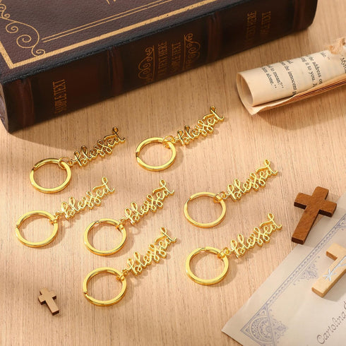 Spakon 25 Pcs Blessed Christian Keychains Bulk Church Gifts Religious Bible Verse Key Chain for VBS Sunday School Gifts (Blessed)...