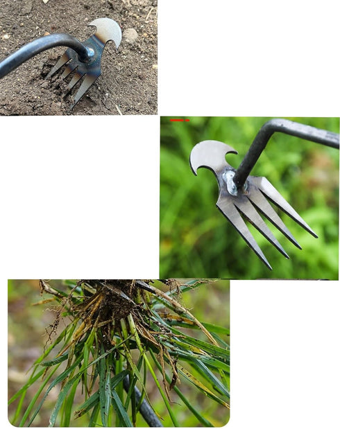 2023 New Weeding Artifact Uprooting Weeding Tool, Premium Manganese Steel Forged Weed Puller 4 Teeth Dual Purpose Weeder, Hand Weeder Tool for Gar...