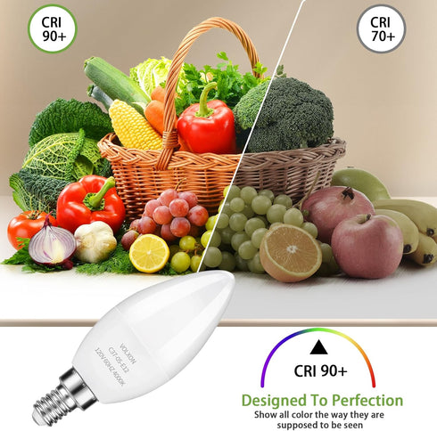 LED Candelabra Bulbs, E12 Ceiling Fan Light Bulbs Small Base, 6W Equivalent 60W, 600 Lumens Neutral White 4000K, B10/B11 Type B Chandelier Light B...